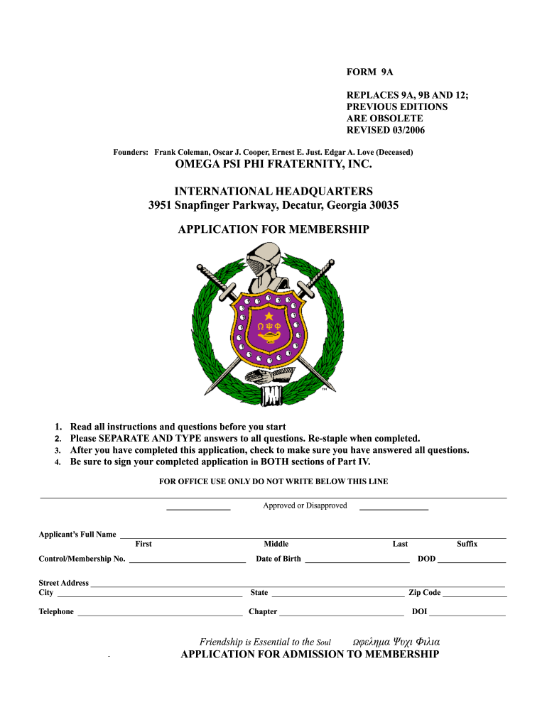  Omega Psi Phi Application 2006-2024