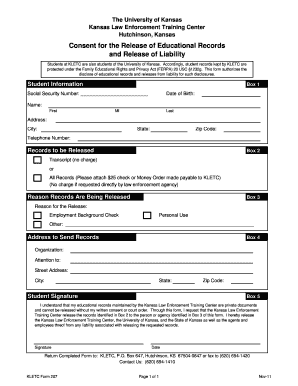 Transcript Request Form Kansas Law Enforcement Training Center Kletc