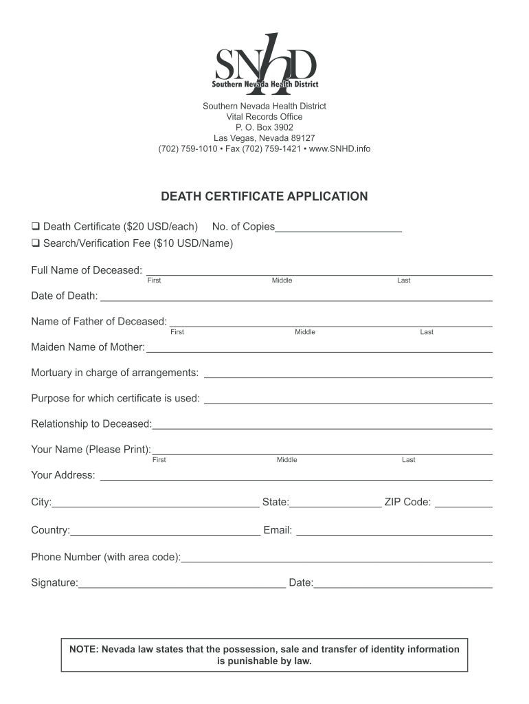 Death Certificate Ohio  Form