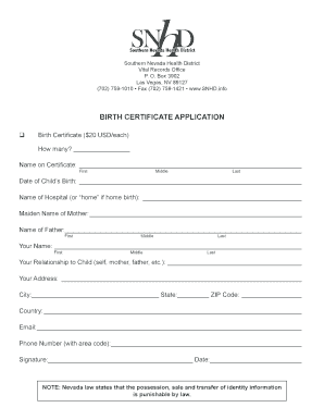 Birth Certificate  Form