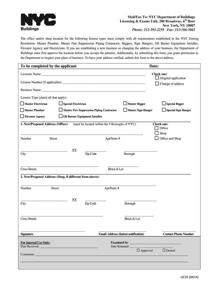  Nyc Lic33 Form 2014