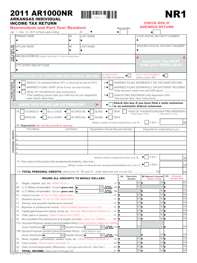  Arkansas Form Arnr 2011