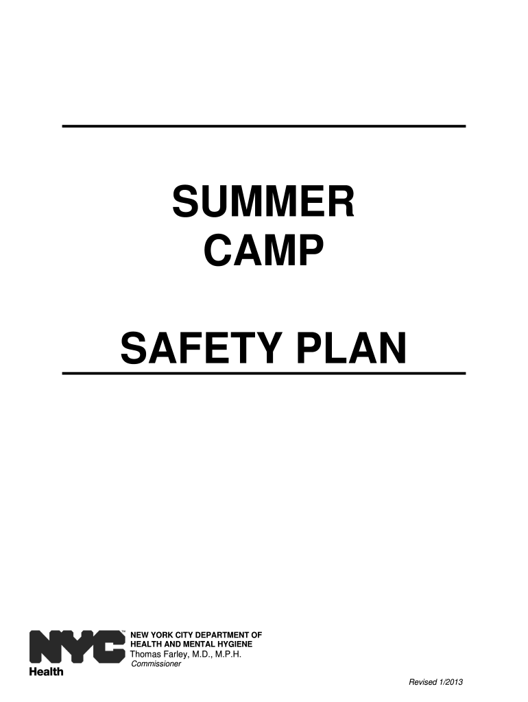  Summer Camp Safety Plan  Form 2013-2024