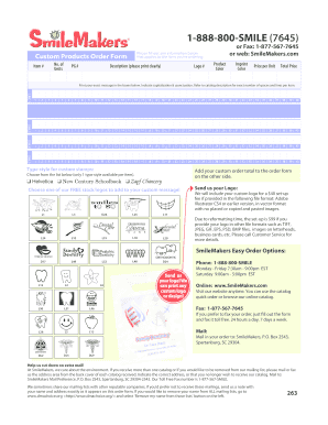 Smile Makers Catalog  Form