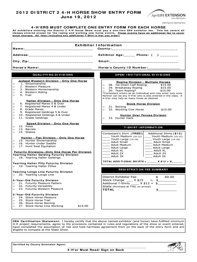 Horse Show Program Template  Form