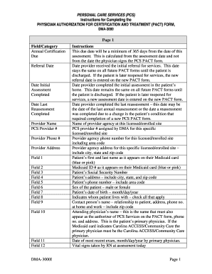 Dma Instructions for Pcs Pact Form