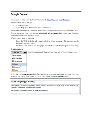 Google Forms Forms Info and Links on the CCSF TLC Site at Httptinyurl