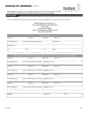  Nana Shareholder Verification Fax Form 2012