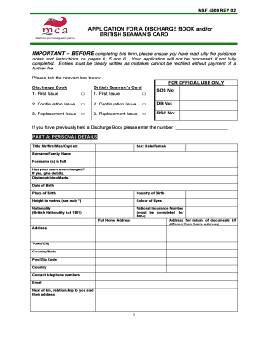 Blank Hospital Discharge Papers  Form