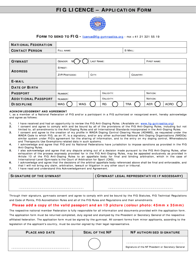 Fig Licence Application Form