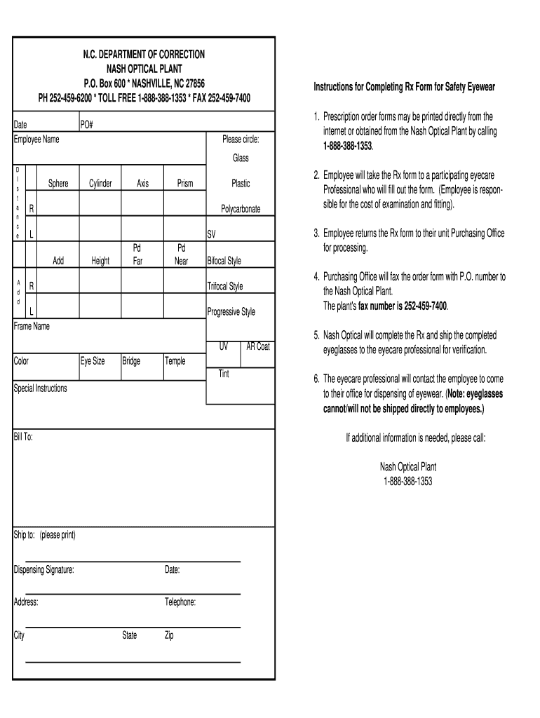 Eye Prescription Template  Form