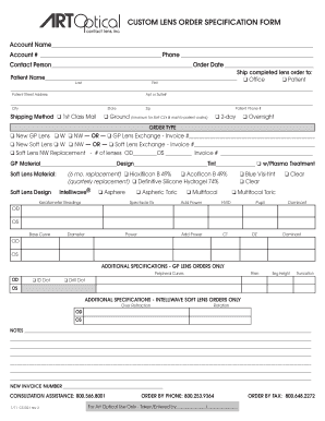 Contact Lens Prescription Template PDF  Form
