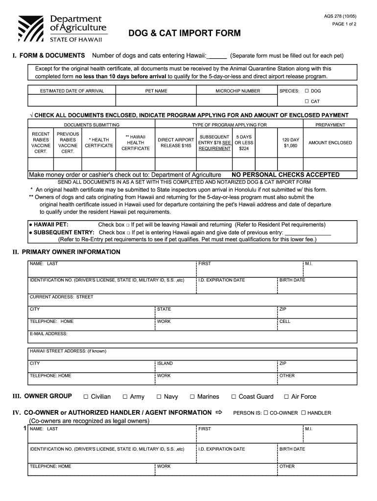  Aqs 278 Form 2005