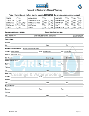  Ccw Watermark Warranty Form 2010-2024