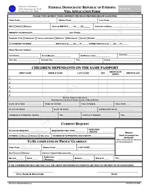 Ethiopian Passport Application Form PDF