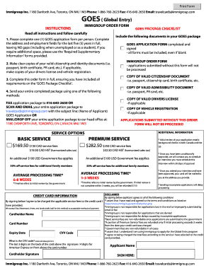 GOES Global Entry Immigroup Immigration Services  Form