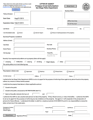 Trespass Arrest Authorization Letter Form