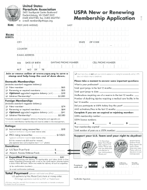 Uspa Membership  Form