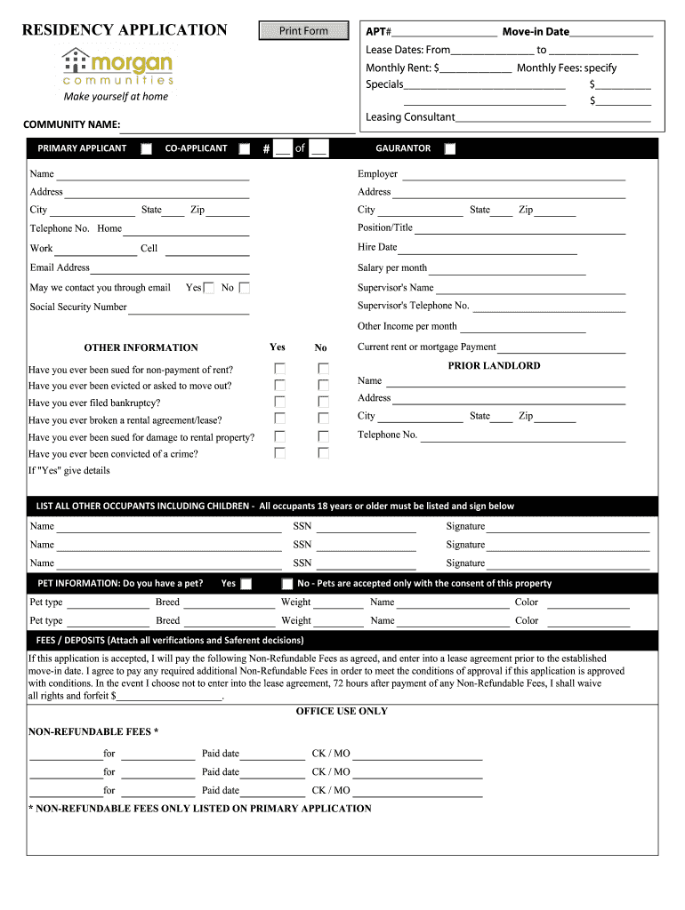 Morgan Properties Application  Form: get and sign the form in seconds