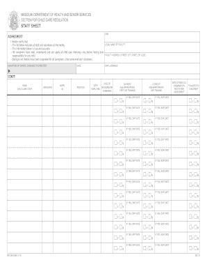 Staff Sheet BCC 3 Missouri Department of Health &amp; Senior Services Health Mo  Form