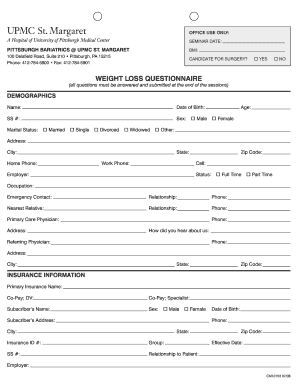 Weight Loss Questionnaire PDF Form