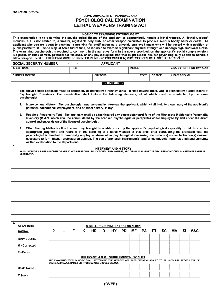 Act 235 Psych Exam Form 2005