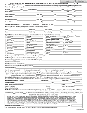  Girl Scout Form A130 2012