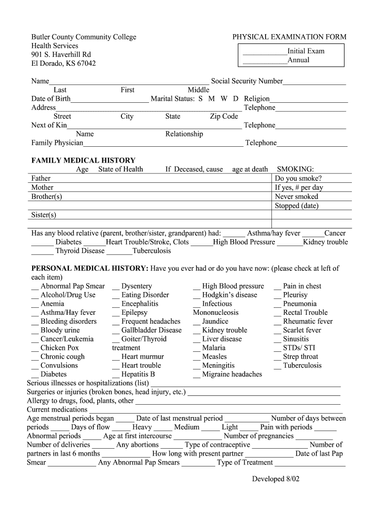  Sports Physical Exam Form 2002-2023