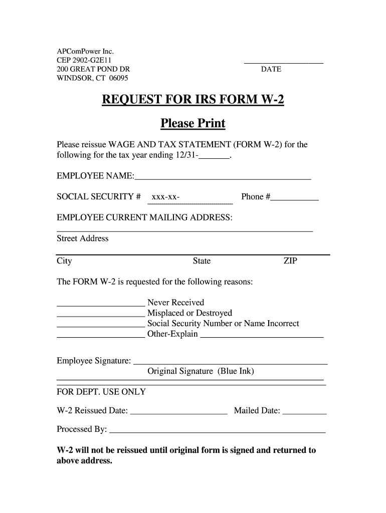 W2 Template  Form