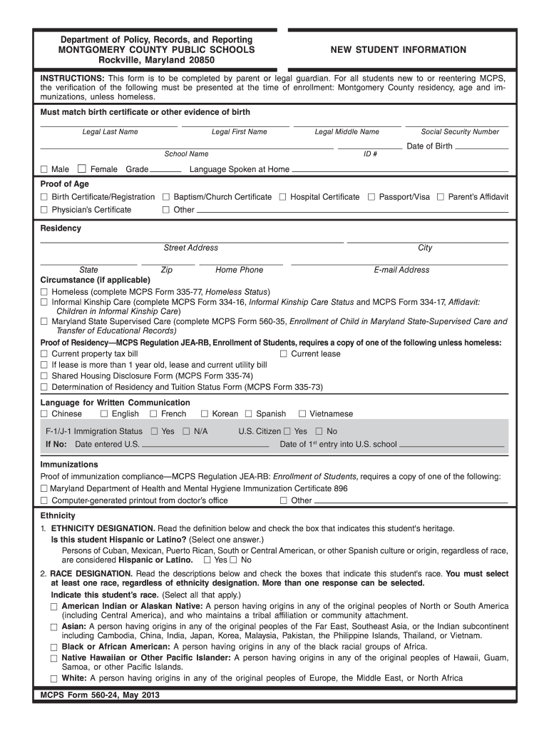 Mcps Form 560 24