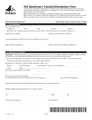 Invesco Ira Beneficiary Transfer Distribution Form