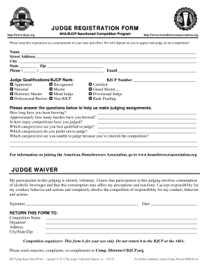 Bjcp Judge Registration Form PDF