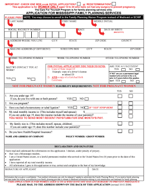  Family Planning Application Form 2008-2024