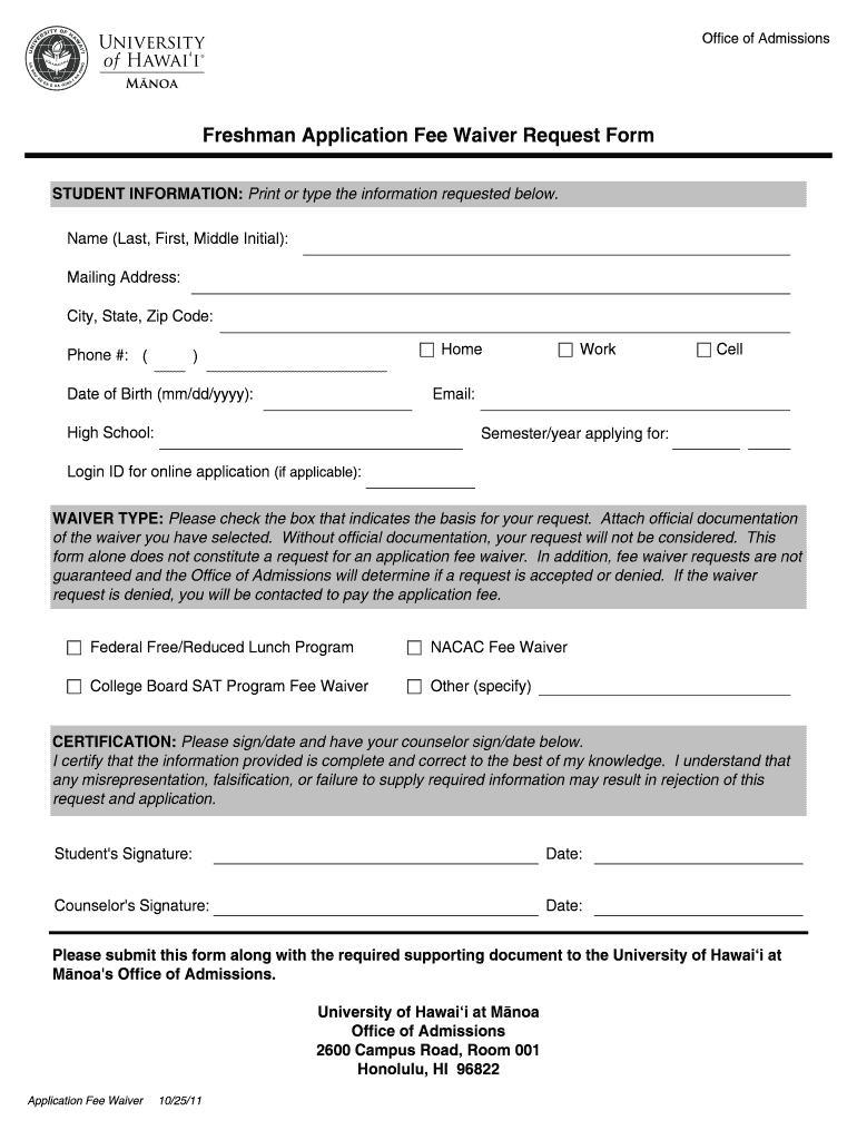 Nacac Fee Waiver  Form