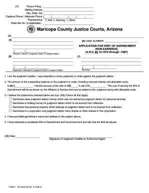 Maricopa County Request for Garnishment Form