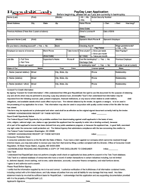 Payday Loans  Form