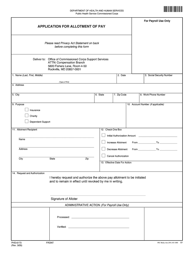 Phs 6173 Form 2005-2024