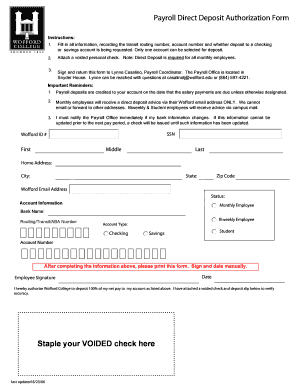  Direct Deposit Authorization Form 2006-2024