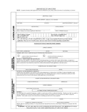 Absentee Ballots Lycoming County Form