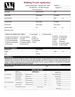 Building Permit Application City of Wayzata Wayzata  Form