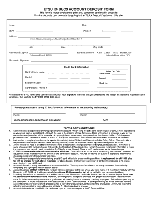 Etsu ID Bucs Deposit Form