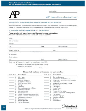 Ap Score Cancellation Form