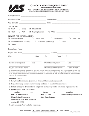 Aul Cancellation Form