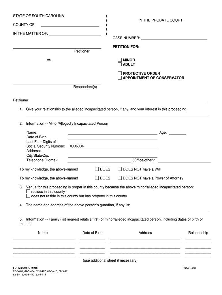  Health Exeutor Form Sc 2013-2024