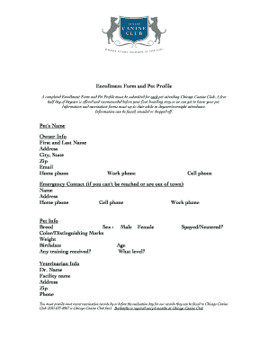 Pet Profile Template  Form