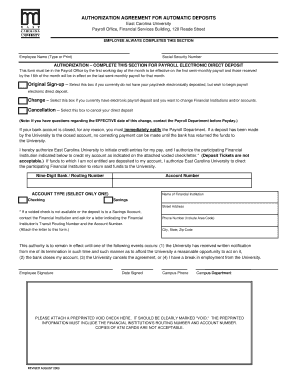  AUTHORIZATION AGREEMENT for AUTOMATIC DEPOSITS Ecu 2003-2024