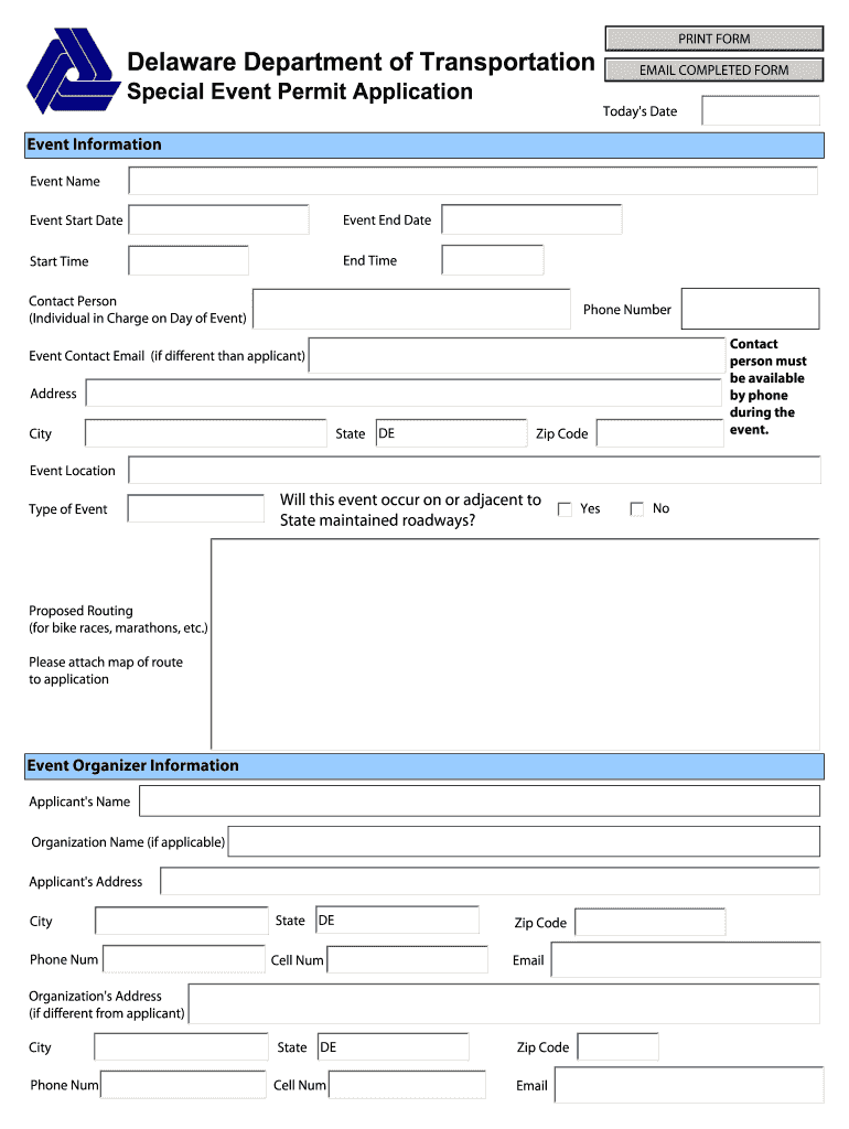 Deldot Permit Application  Form