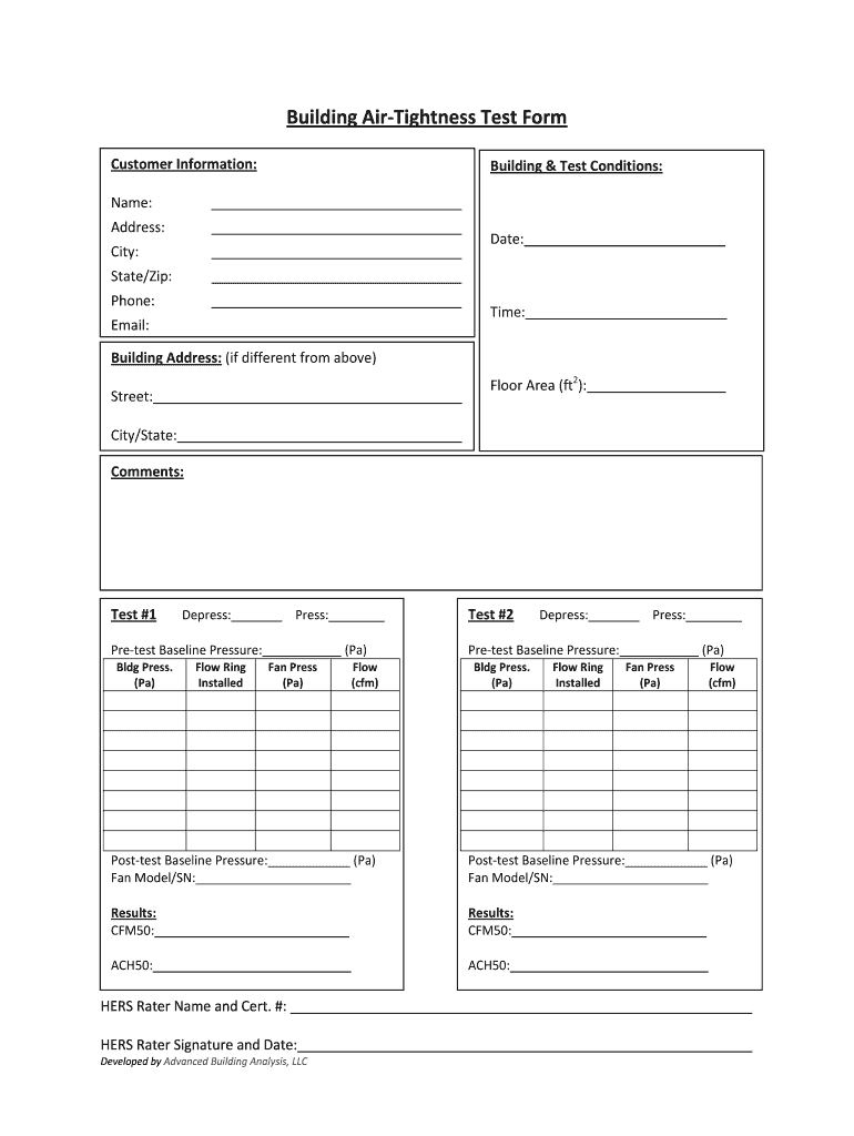 Air Test Form