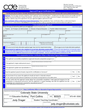 Verification of Program Completion Form Colorado