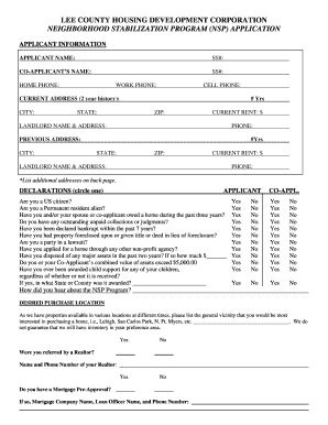 Lee County Housing Development Form